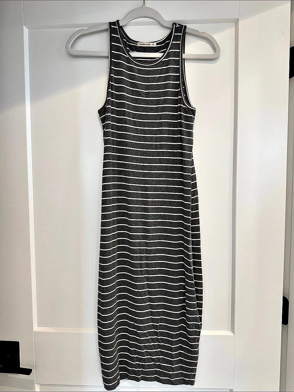 Marine Layer Lexi Stripe Midi Tank Dress Gray & White Medium